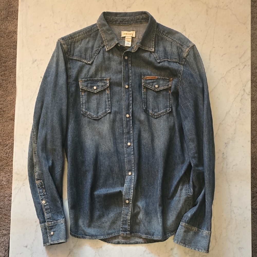 Diesel Blue Casual Button Down Shirt